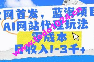 全网首发，蓝海项目，AI网站代理玩法，零成本日收入1-3千+【揭秘】