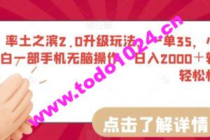 率土之滨2.0升级玩法，一单35，小白一部手机无脑操作，日入2000＋轻轻松松【揭秘】