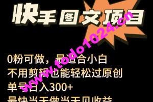 24年最新快手图文带货项目，零粉可做，不用剪辑轻松过原创单号轻松日入300+【揭秘】