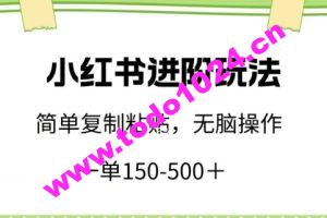 小红书进阶玩法，一单150-500+，简单复制粘贴，小白也能轻松上手【揭秘】