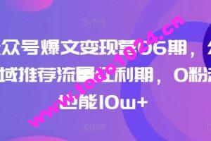 AI公众号爆文变现营06期，公众号公域推荐流量红利期，0粉起号也能10w+