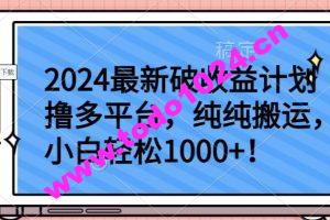 2024最新破收益计划撸多平台，纯纯搬运，小白轻松1000+【揭秘】