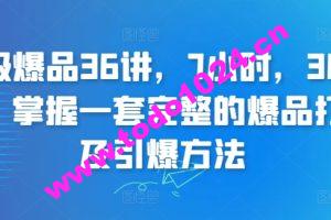 超级爆品36讲，7小时，36堂课，掌握一套完整的爆品打造及引爆方法