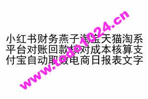 小红书财务燕子淘宝天猫淘系平台对账回款核对成本核算支付宝自动取数电商日报表