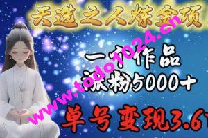 天选之人炼金项目，一个作品涨粉5000+，单号变现3.6w【揭秘】