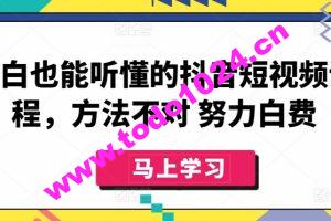 小白也能听懂的抖音短视频课程，方法不对 努力白费