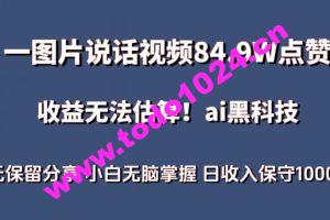 一图片说话视频84.9W点赞，收益无法估算，ai赛道蓝海项目，小白无脑掌握日收入保守1000+【揭秘】