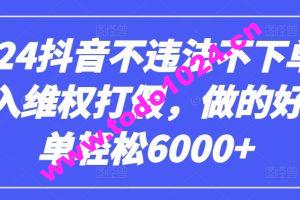 2024抖音不违法不下单0投入维权打假，做的好一单轻松6000+【仅揭秘】