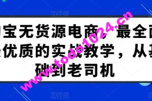 淘宝无货源电商，最全面最优质的实战教学，从基础到老司机