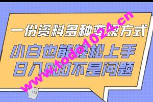 一份资料多种变现方式，小白也能轻松上手，日入800不是问题【揭秘】