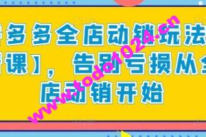 拼多多全店动销玩法【新课】，告别亏损从全店动销开始