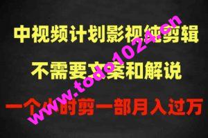 中视频计划影视纯剪辑，不需要文案和解说，一个小时剪一部，100%过原创月入过万【揭秘】