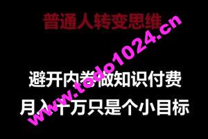 普通人转变思维，避开内卷做知识付费，月入十万只是一个小目标【揭秘】