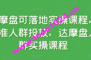 达摩盘可落地实操课程，精准人群投放，达摩盘人群实操课程