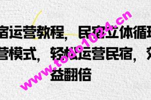 民宿运营教程，民宿立体循环运营模式，轻松运营民宿，效益翻倍