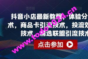 抖音小店最新教程，体验分拉升技术，商品卡引流技术，投流效果优化技术，精选联盟引流技术等