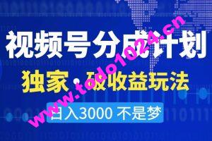 视频号分成计划，独家·破收益玩法，日入3000不是梦【揭秘】