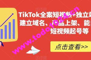 TikTok全案短视频+独立站，包括：建立域名、产品上架、能自主从0-1短视频起号等