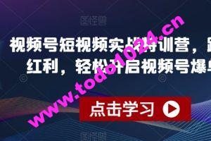 视频号短视频实战特训营，踩准风口红利，轻松开启视频号爆单之路