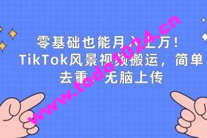 零基础也能月入上w，TikTok风景视频搬运，简单去重，无脑上传【揭秘】