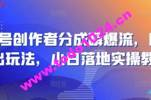 视频号创作者分成瞬爆流，团队新出玩法，小白落地实操教学【揭秘】