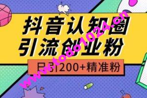 外面收费3980抖音认知圈引流创业粉玩法日引200+精准粉【揭秘】