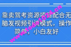 靠卖驾考资源项目配合无脑发视频引流模式，操作简单，小白友好【揭秘】