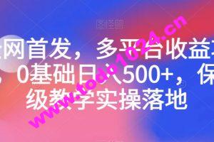 全网首发，多平台收益项目，0基础日入500+，保姆级教学实操落地【揭秘】