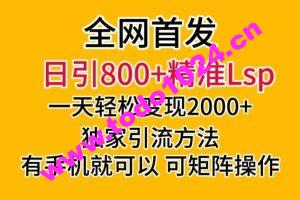 全网首发！日引800+精准老色批，一天变现2000+，独家引流方法，可矩阵操作【揭秘】