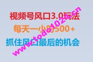 视频号风口3.0玩法单日收益1000+,保姆级教学,收益太猛,抓住风口最后的机会【揭秘】