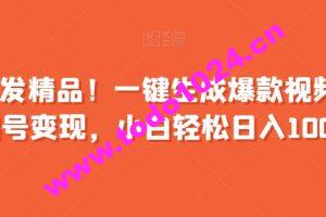 全网首发精品！一键生成爆款视频，快速起号变现，小白轻松日入1000+【揭秘】