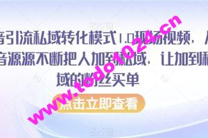 抖音引流私域转化模式1.0现场视频，从抖音源源不断把人加到私域，让加到私域的粉丝买单