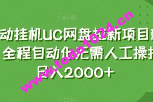 全自动挂机UC网盘拉新项目新玩法，全程自动化无需人工操控，日入2000+【揭秘】