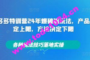 拼多多特训营24年爆破流玩法，产品决定上限，方法决定下限，各种玩法技巧落地实操